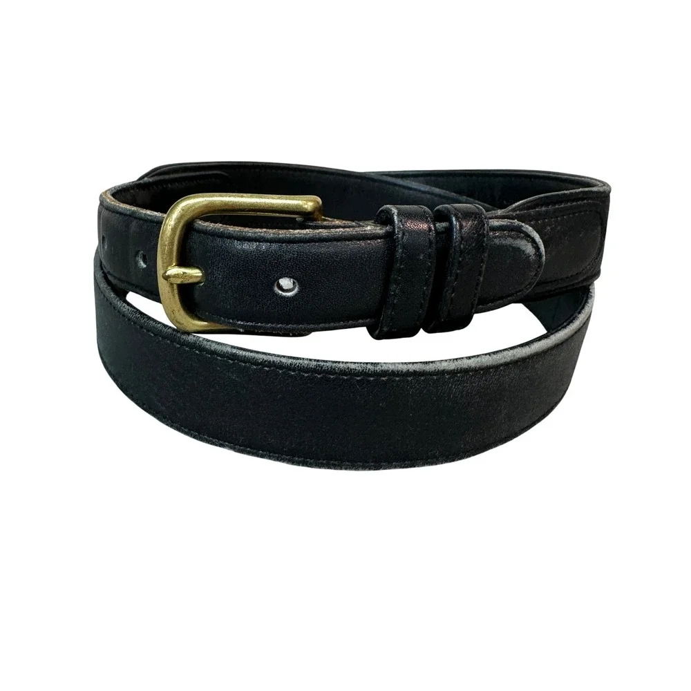 Vintage Coach 6300 Black Leather Belt Solid Brass Buckle Made in USA Mens 38